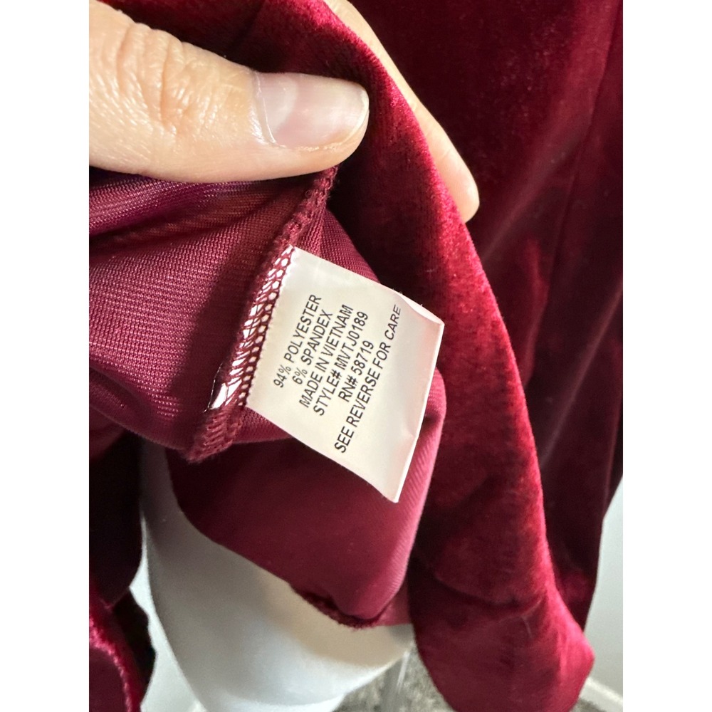 Notations Y2K Burgundy Velvet Ruffle Front Bell Sleeve‎ Open Cardigan Jacket M - Picture 8 of 9